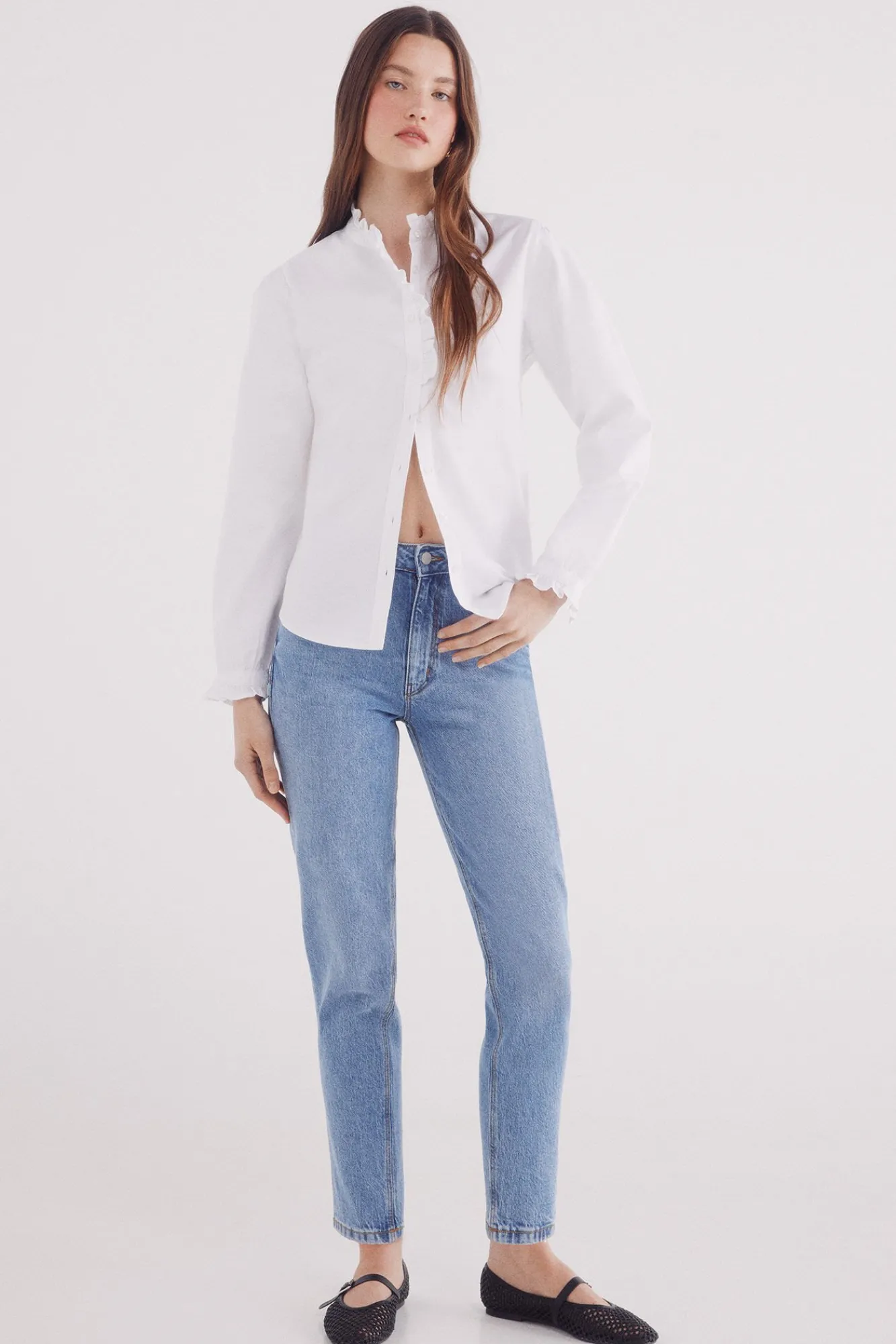 Mujer Springfield Blusas>Blusa Oxford cuello volante