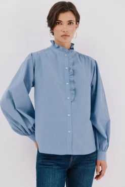 Mujer Cortefiel Blusas>Blusa rayas cuello volantes