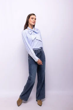 Mujer Object Blusas>Blusa rayas encaje