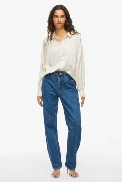 Mujer Vila Blusas>Blusa satinada de manga larga