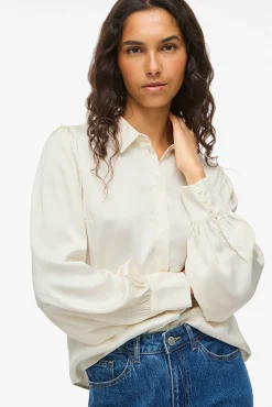 Mujer Vila Blusas>Blusa satinada de manga larga