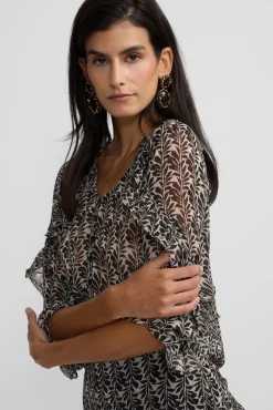 Mujer Silbon Blusas>Blusa volantes estampado