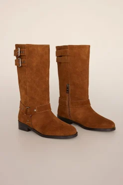 Mujer Pedro del Hierro Tacones|Calzado Piel>Bota biker serraje con hebillas