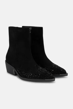 Mujer Alma en Pena Tacones|Calzado Piel>Botín tacón bajo detalle pedreria