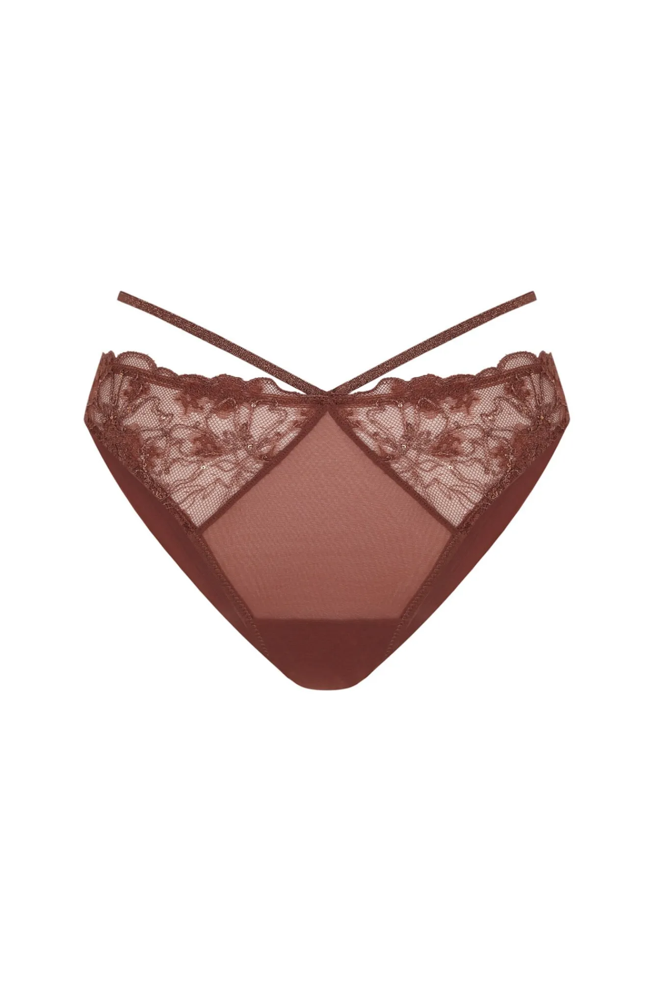 Mujer Women'secret Ropa Interior>Braga brasileña encaje lurex marrón