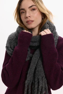 Mujer Vila Bufandas>Bufanda de lana con flecos