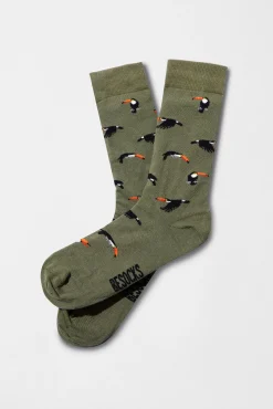 Mujer Besocks Calcetines|Calcetines>Calcetines altos de tucanes de algodón orgánico color verde kaki