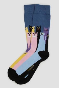 Mujer Besocks Calcetines|Calcetines>Calcetines altos de gatos de algodón orgánico color