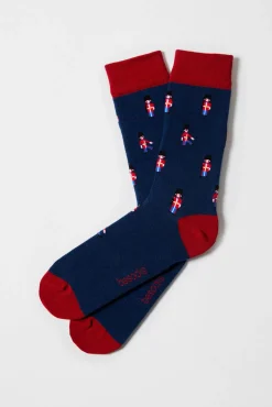 Mujer Besocks Calcetines|Calcetines>Calcetines altos de algodón orgánico con motivos de guardias british