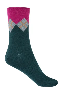 Mujer Punto Blanco Calcetines>Calcetines cortos de Cachemira-lana de rombos