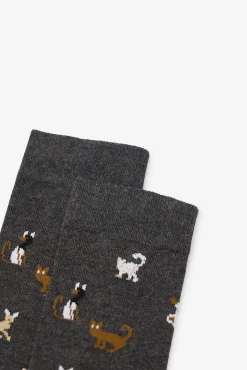 Hombre Cortefiel Calcetines>Calcetín dibujo gato