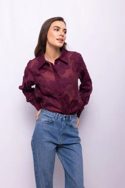 Mujer Object Blusas>Camisa bordada flores