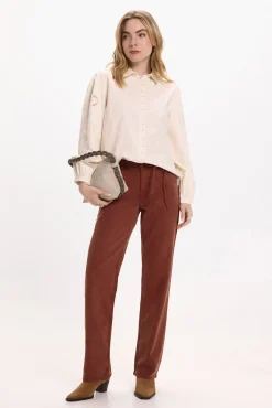 Mujer Vila Blusas>Camisa con calados de algodón orgánico