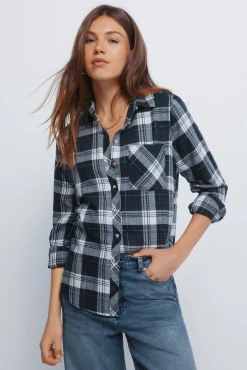 Mujer Springfield Blusas>Camisa cuadros lurex bolsillo