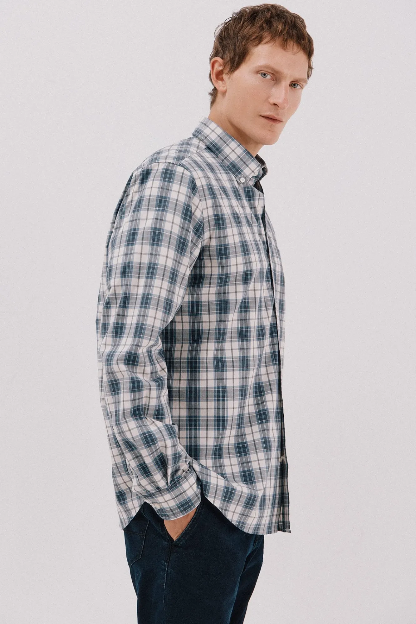 Hombre Cortefiel Camisas>Camisa cuadros popelín