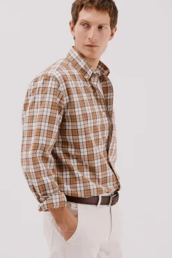 Hombre Cortefiel Camisas>Camisa cuadros popelín