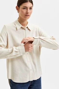 Mujer Selected Blusas>Camisa de manga larga de lino Regular Fit