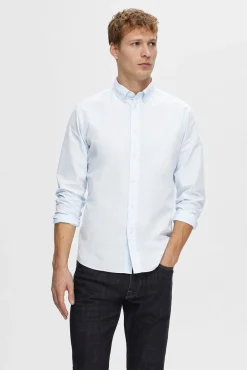 Hombre Selected Camisas>Camisa de manga larga Slim Fit confeccionada con algodón reciclado