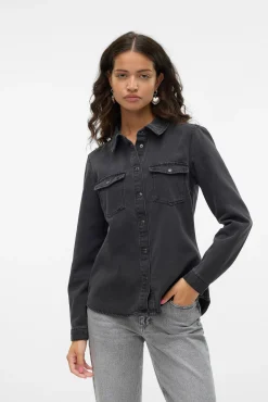 Mujer Vero Moda Blusas>Camisa denim con bolsillos en el pecho