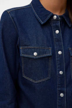 Mujer Vero Moda Blusas>Camisa denim con bolsillos en el pecho