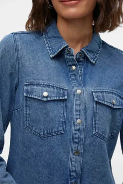 Mujer Vero Moda Blusas>Camisa denim con bolsillos en el pecho