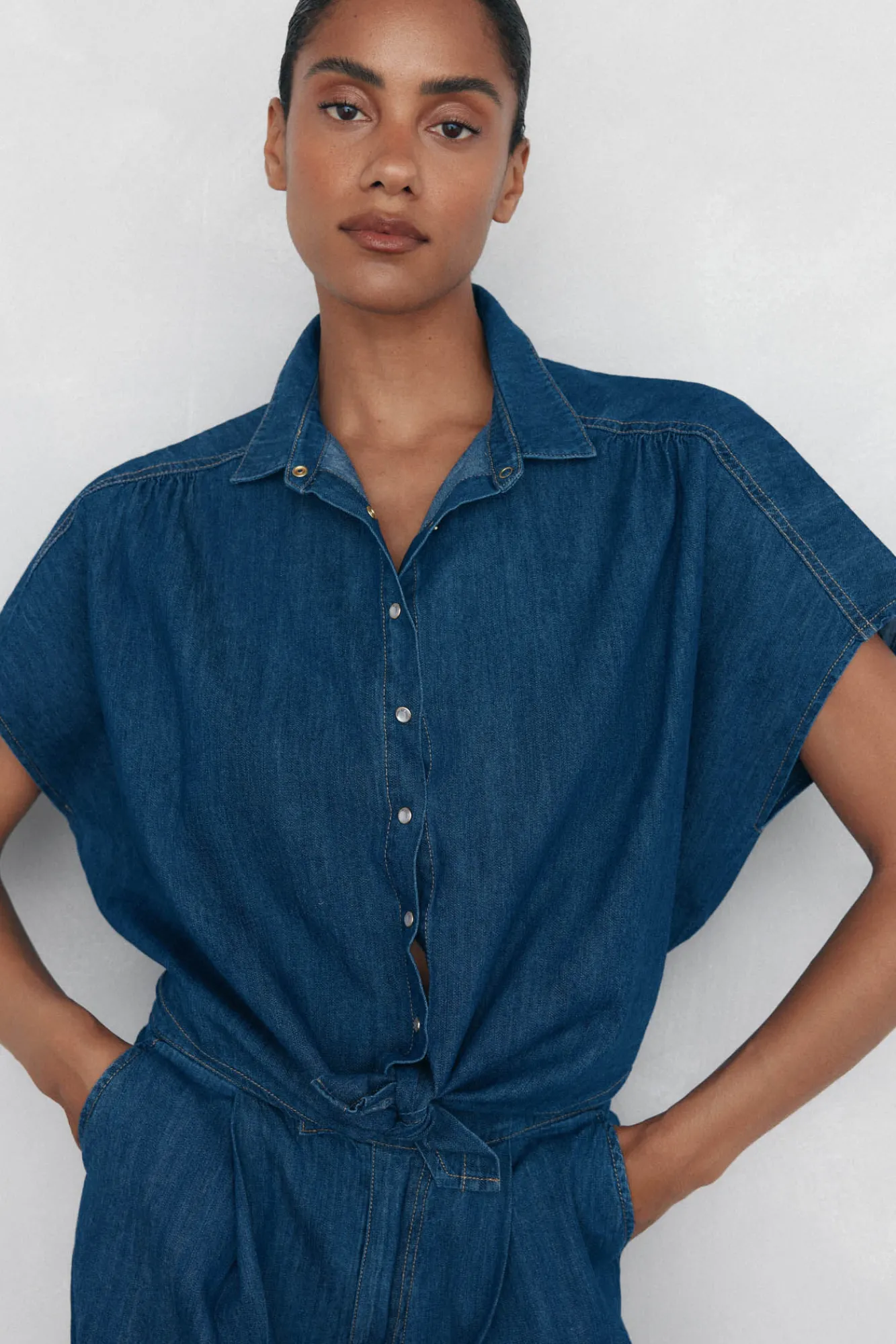 Mujer Pedro del Hierro Blusas>Camisa denim lazo