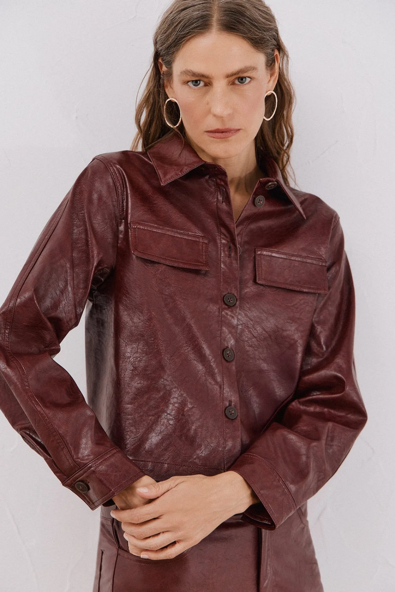 Mujer Cortefiel Blusas>Camisa efecto piel