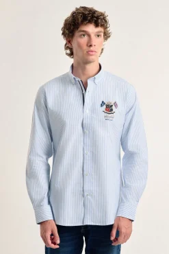 Hombre Valecuatro Camisas>Camisa hombre celeste modelo banderas
