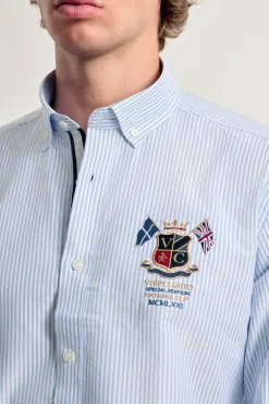 Hombre Valecuatro Camisas>Camisa hombre celeste modelo banderas