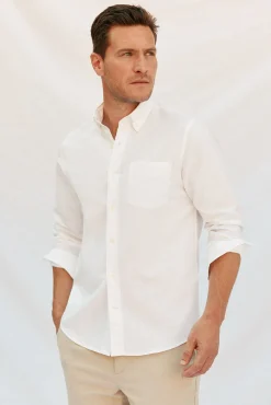 Hombre Cortefiel Camisas>Camisa lino algodón liso