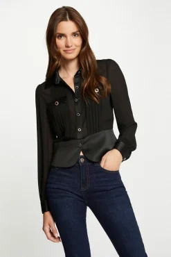 Mujer Morgan Blusas>Camisa manga larga con pliegues