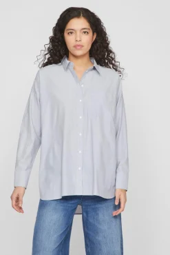 Mujer Vila Blusas>Camisa Oxford con bolsillo