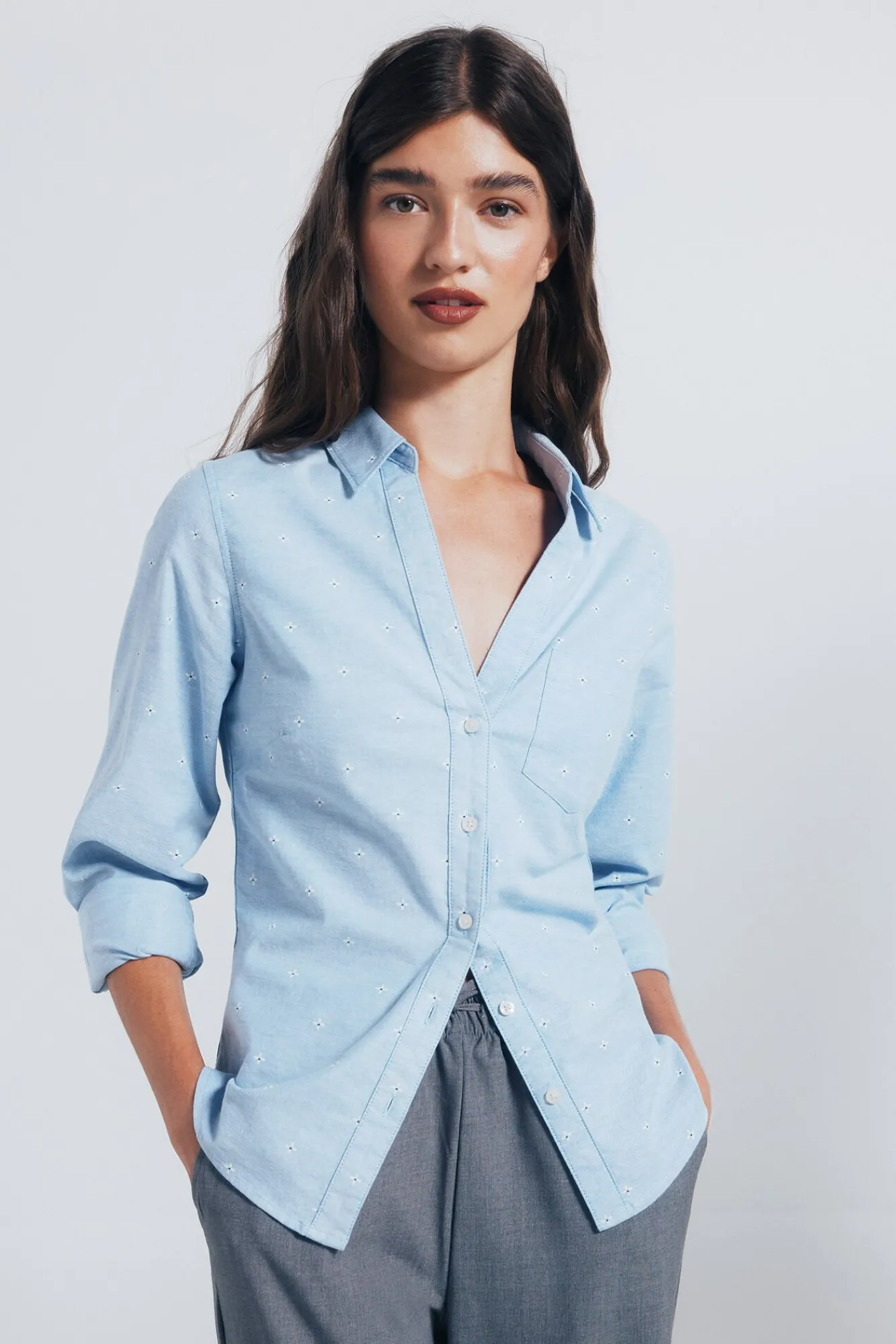 Mujer Springfield Blusas>Camisa Oxford cuello abierto