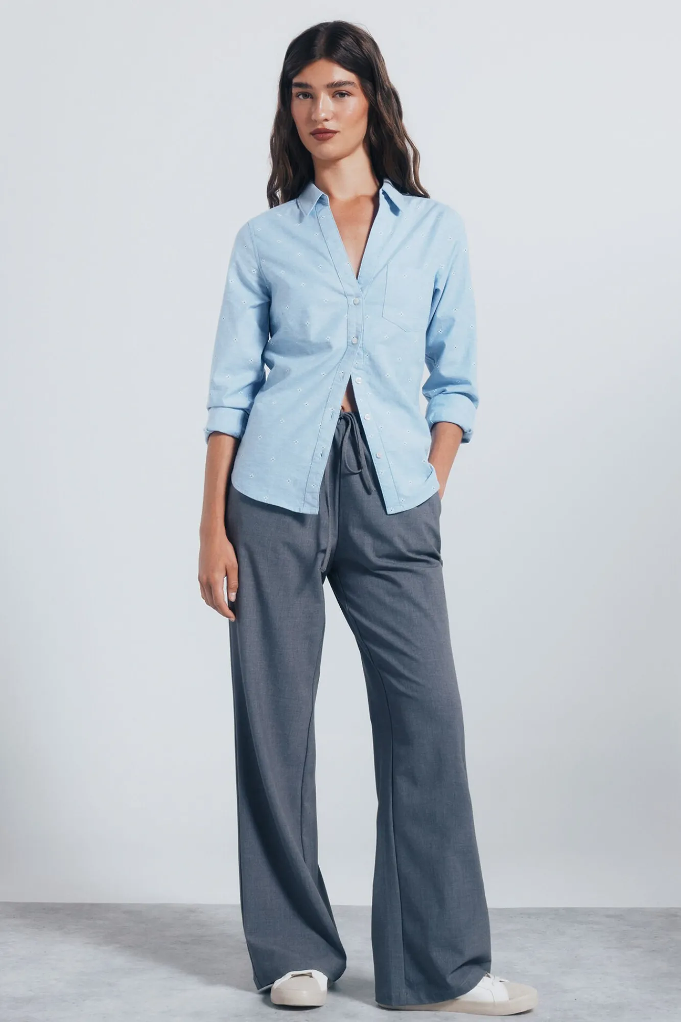 Mujer Springfield Blusas>Camisa Oxford cuello abierto