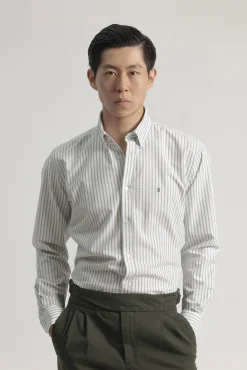 Hombre PuroEGO Camisas>Camisa oxford slim algodón raya