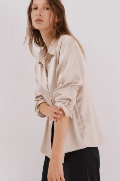 Mujer Cortefiel Blusas>Camisa satinada brillos