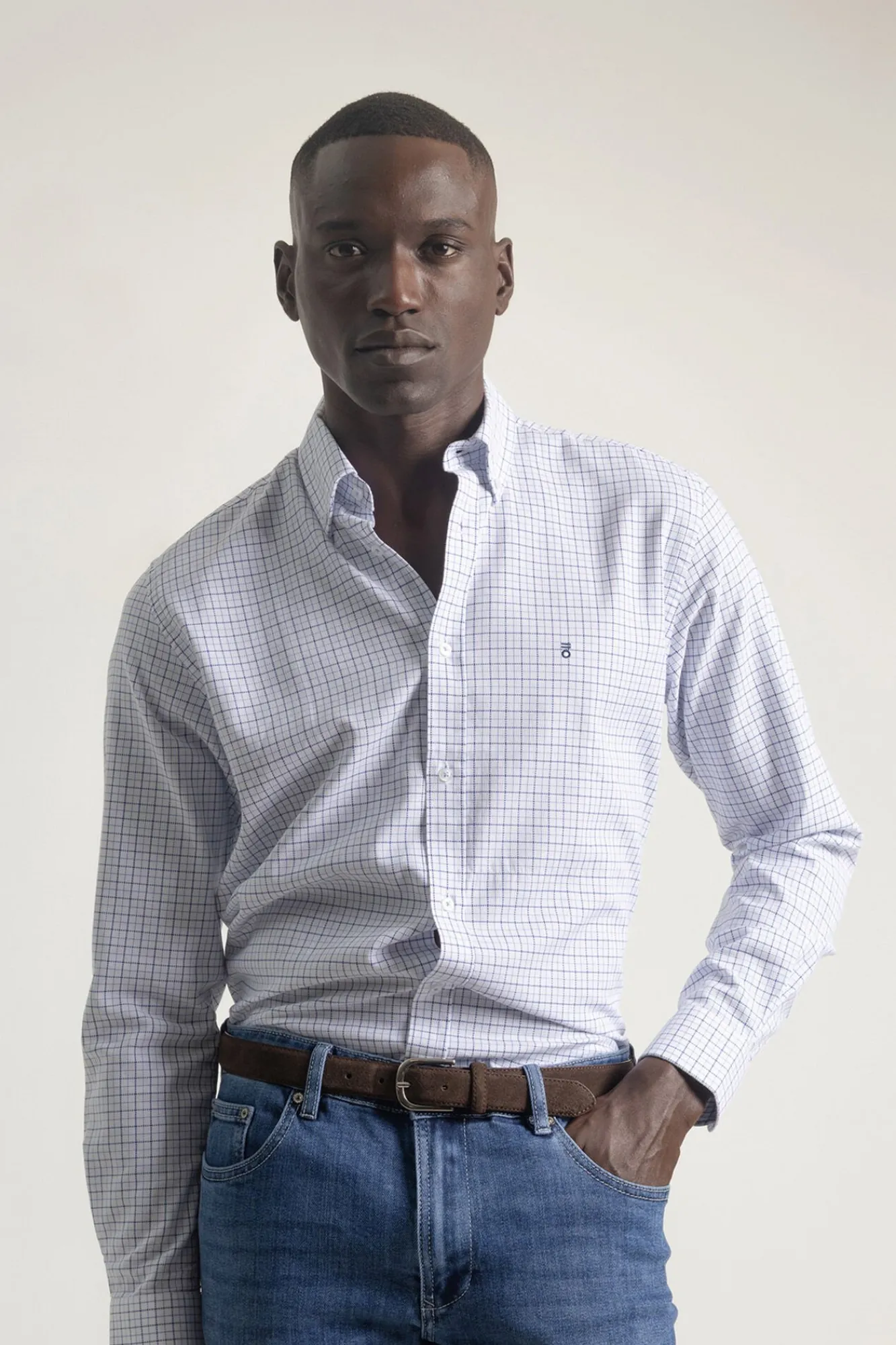 Hombre PuroEGO Camisas>Camisa slim fit algodón cuadros