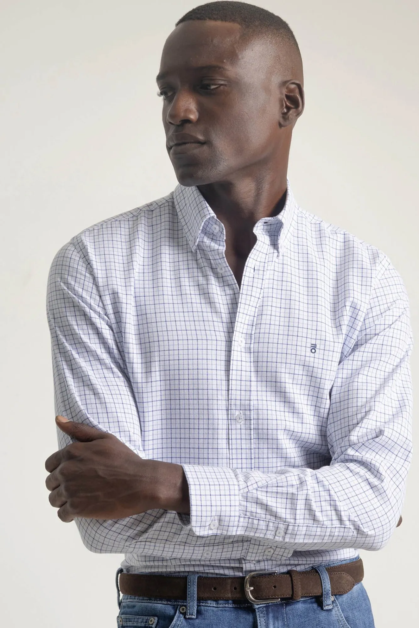 Hombre PuroEGO Camisas>Camisa slim fit algodón cuadros