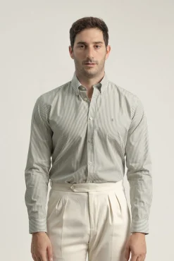 Hombre PuroEGO Camisas>Camisa slim fit algodón rayas