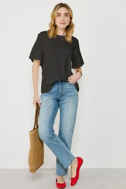 Mujer Vila Camisetas>Camiseta algodón orgánico con calados