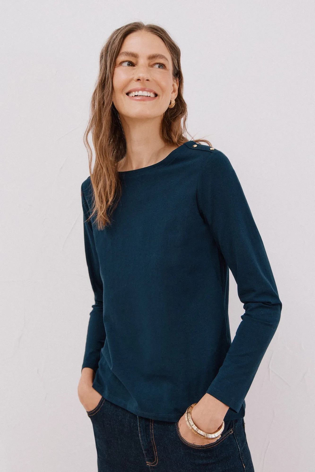 Mujer Cortefiel Camisetas>Camiseta barco botones