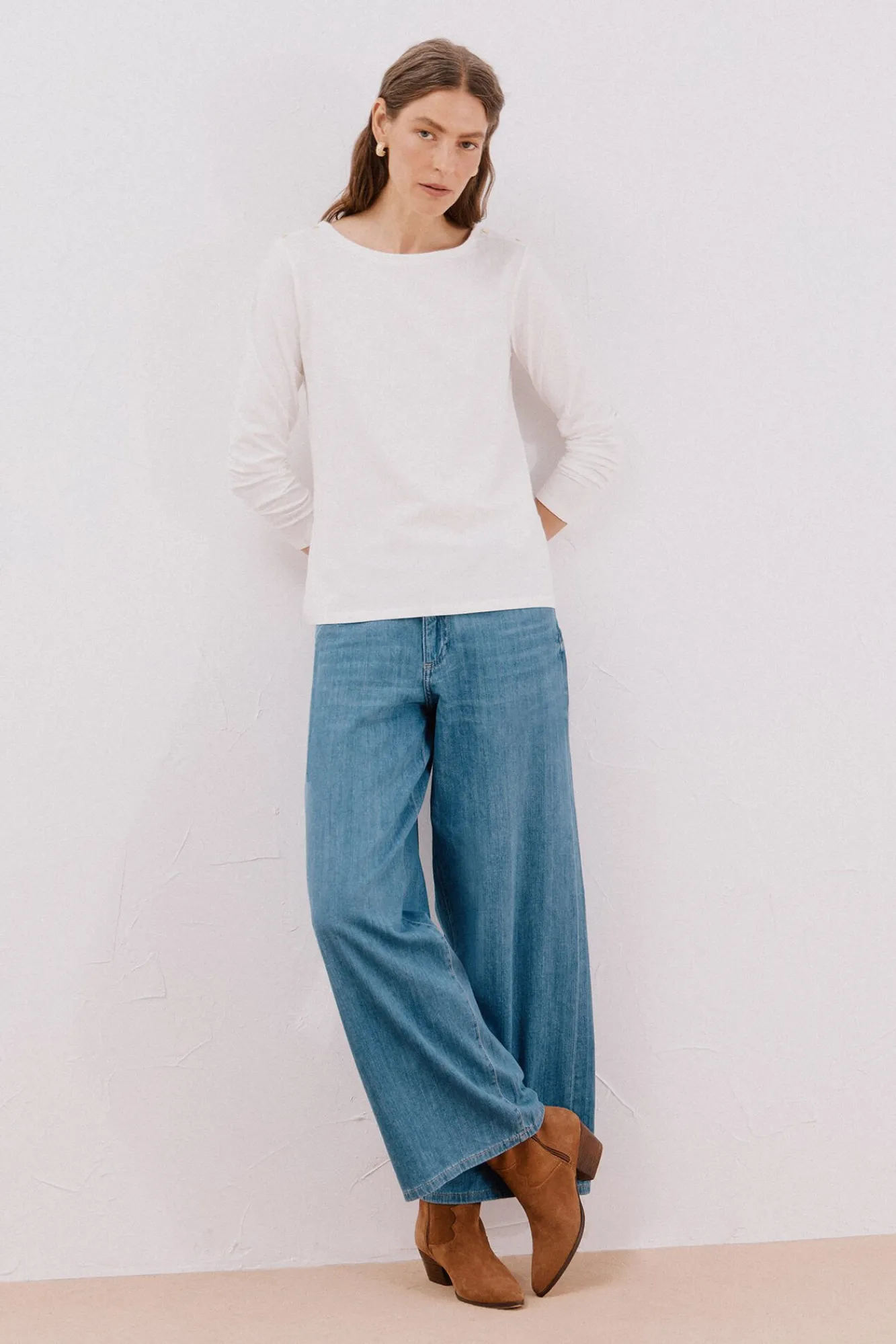 Mujer Cortefiel Camisetas>Camiseta barco botones