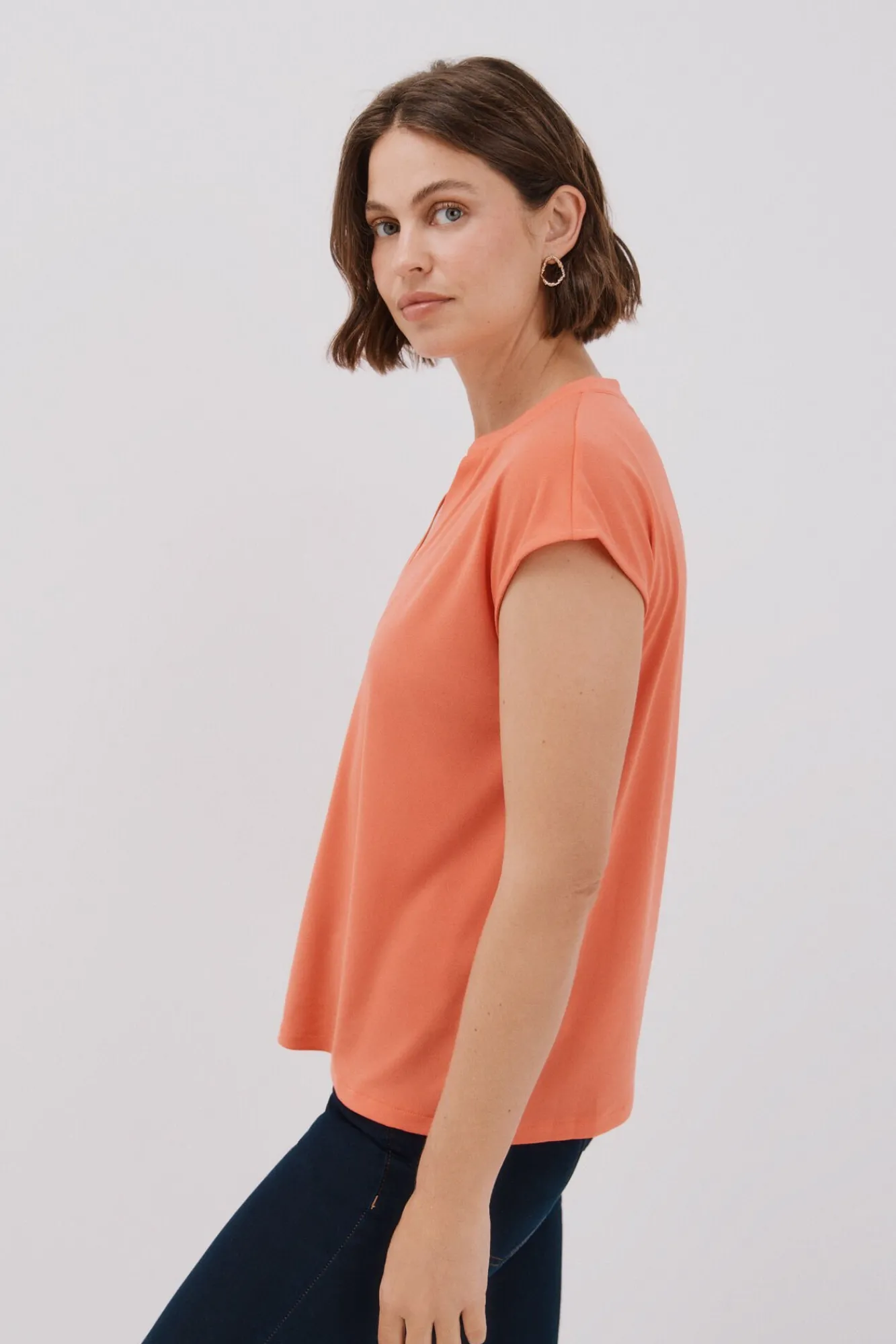 Mujer Cortefiel Camisetas>Camiseta básica cuello mao desmentido