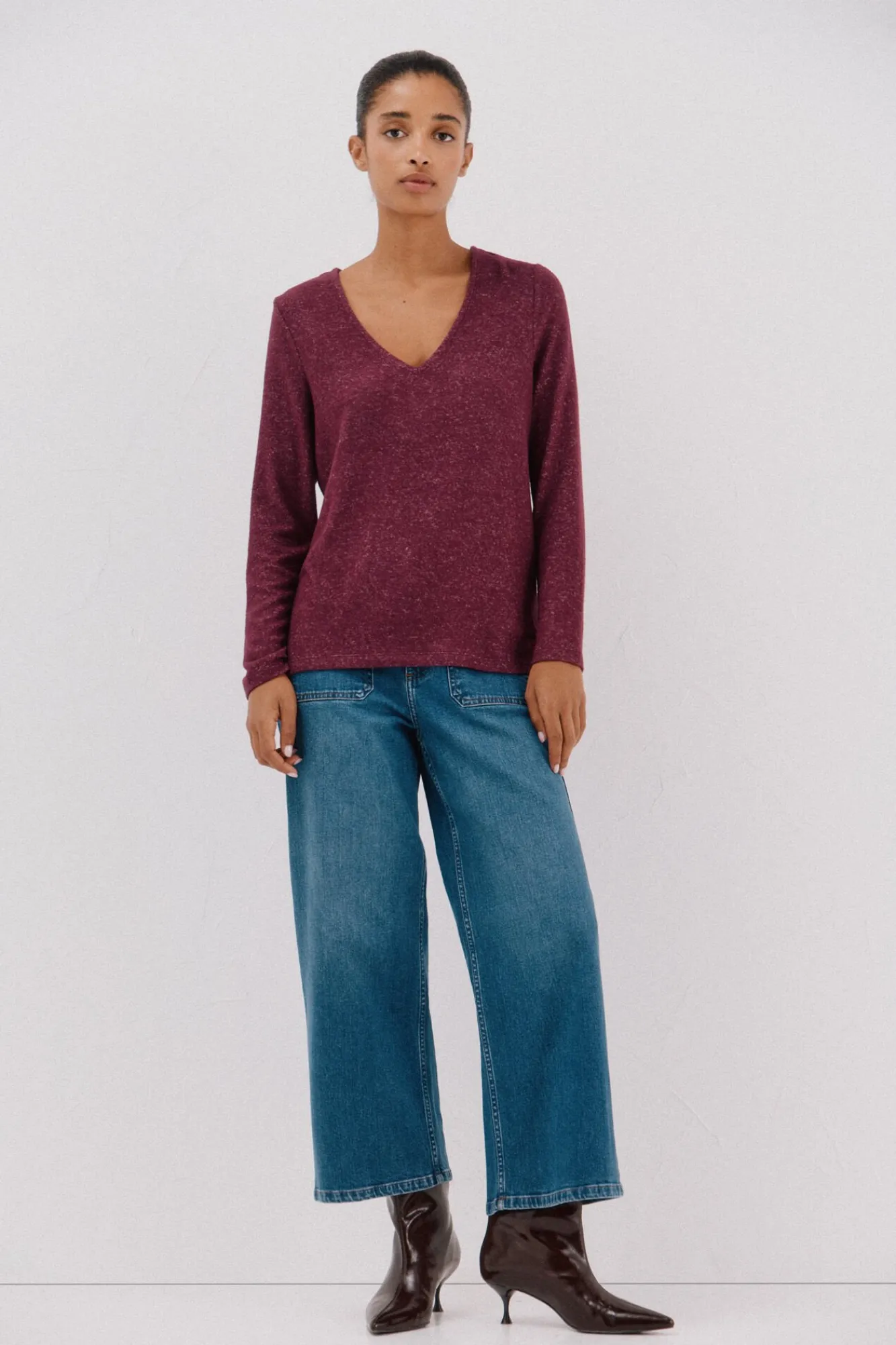 Mujer Cortefiel Camisetas>Camiseta básica cuello pico