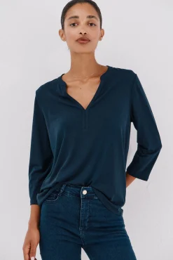 Mujer Cortefiel Camisetas>Camiseta básica escote mão