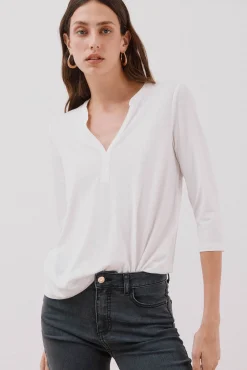 Mujer Cortefiel Camisetas>Camiseta básica escote mão