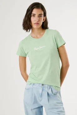 Mujer Pepe Jeans Camisetas>Camiseta básica manga corta logo frontal