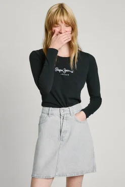 Mujer Pepe Jeans Camisetas>Camiseta básica manga larga logo frontal