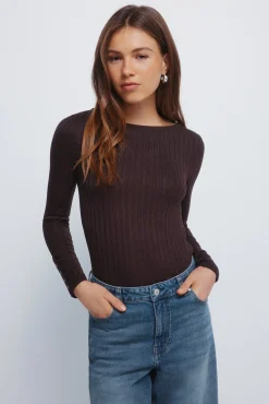 Mujer Springfield Camisetas>Camiseta canalé escote barca