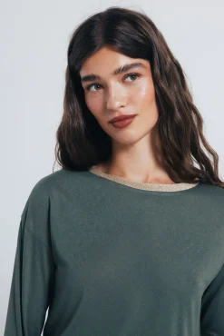 Mujer Springfield Camisetas>Camiseta cuello lurex